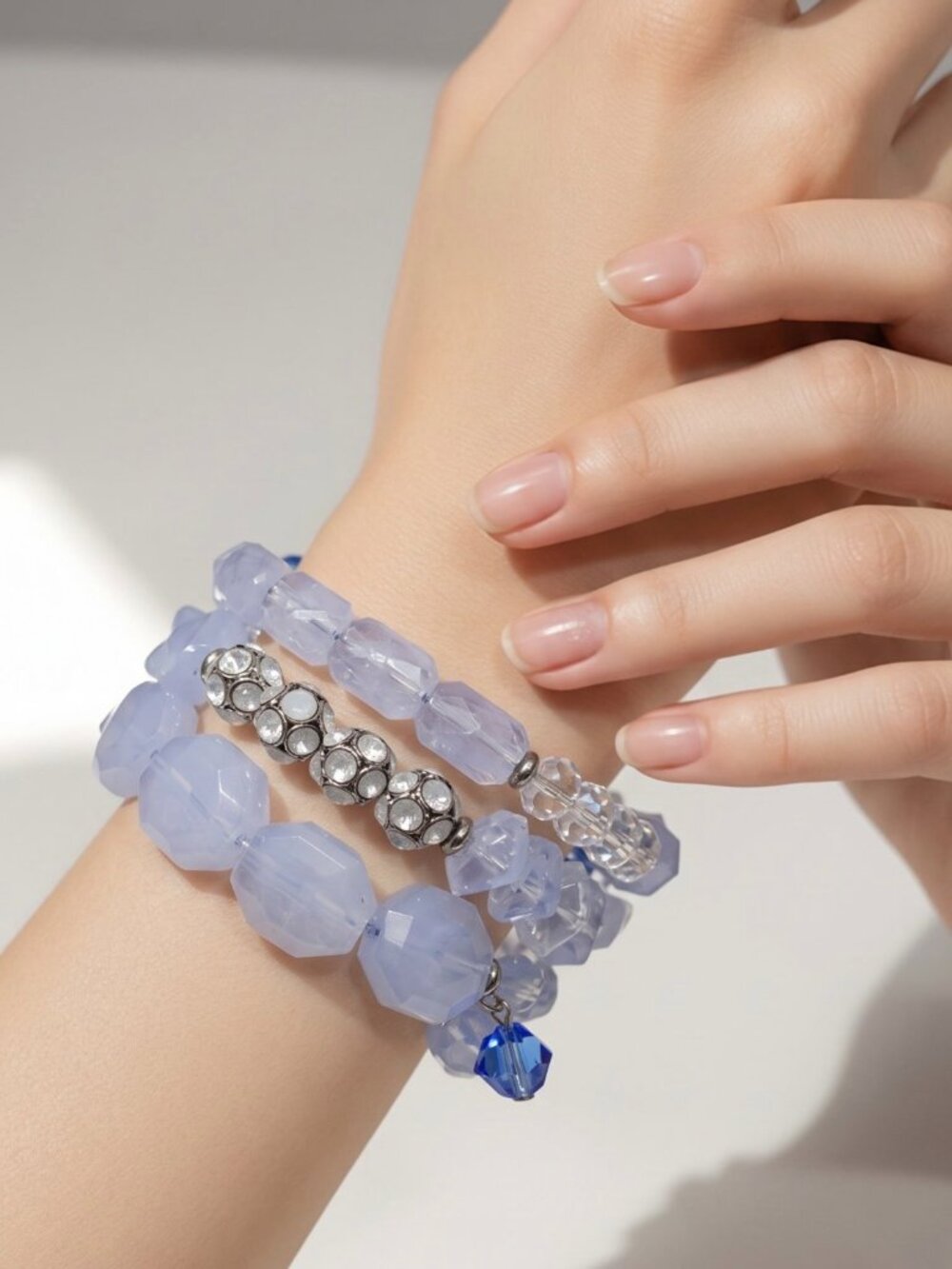 Statement Crystal Beaded Multi Strand Bracelet Rhinestone Sparkle Y2K